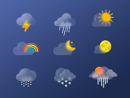 毛玻璃天气图标（个人主页-ZNTQ5OTkyMzY=） - 其他平面 - 站酷设计师梦改设计师原创素材 - 站酷ZCOOL