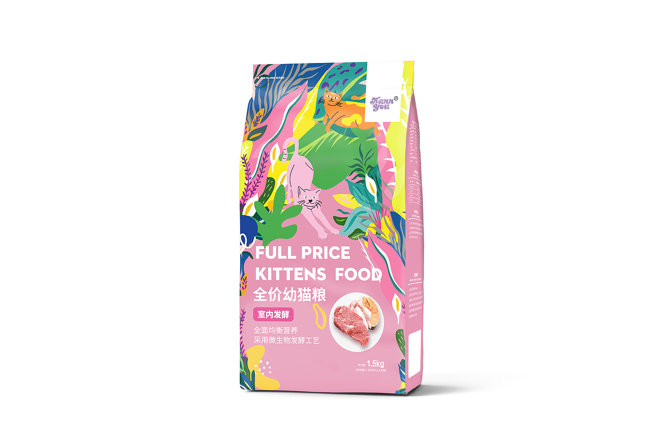 宠物食品 猫粮包装 插画