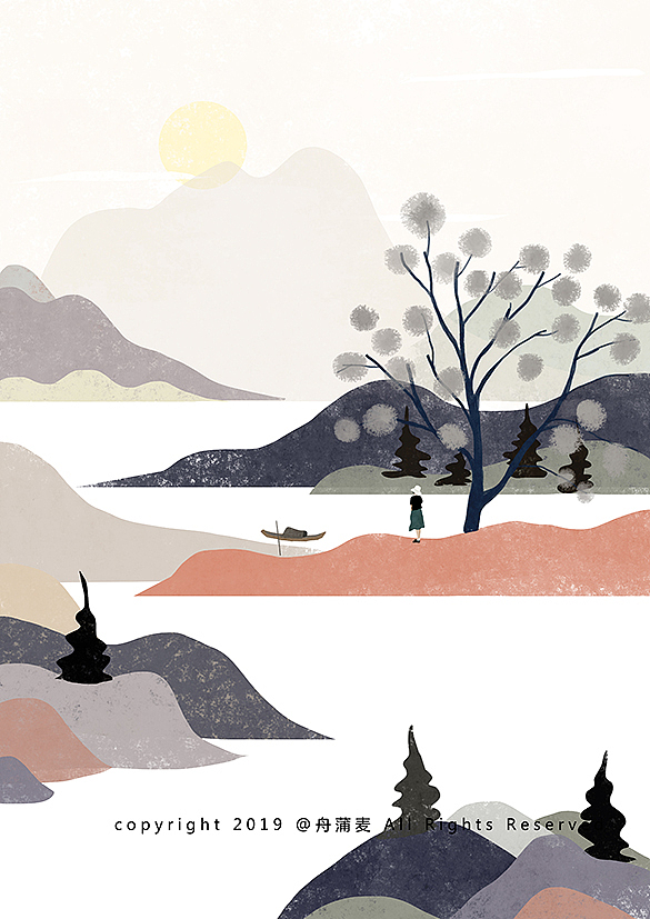 山水之间（图ZMTU5MDc5NzUy） - 商业插画 - 站酷设计师舟蒲麦原创素材 - 站酷ZCOOL