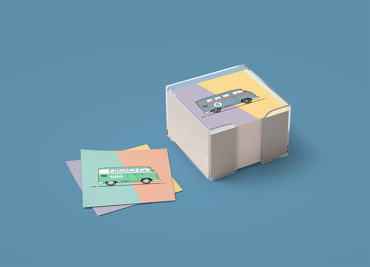 VW bus 小巴士插画