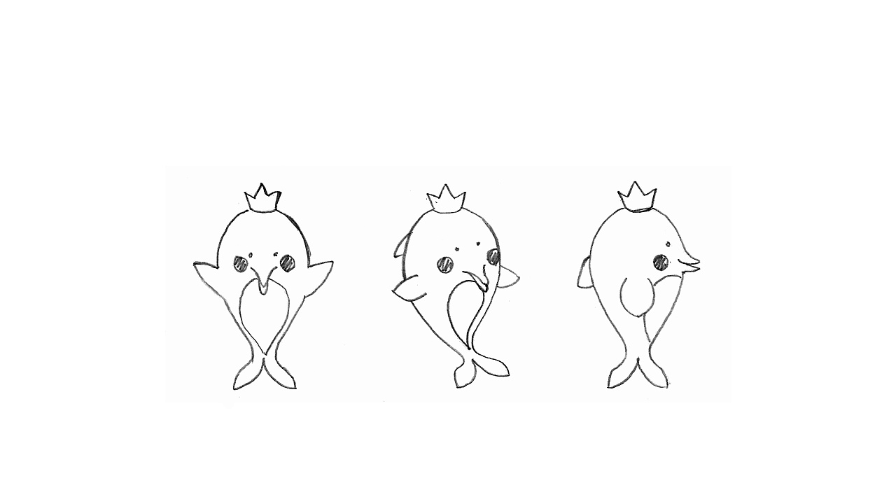 小海豚手稿小海豚线稿小海豚配色稿小熊手稿小熊线稿小熊配色稿小猫