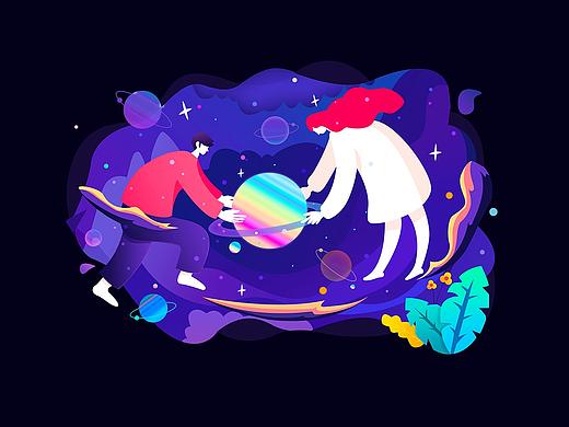 星空插画图