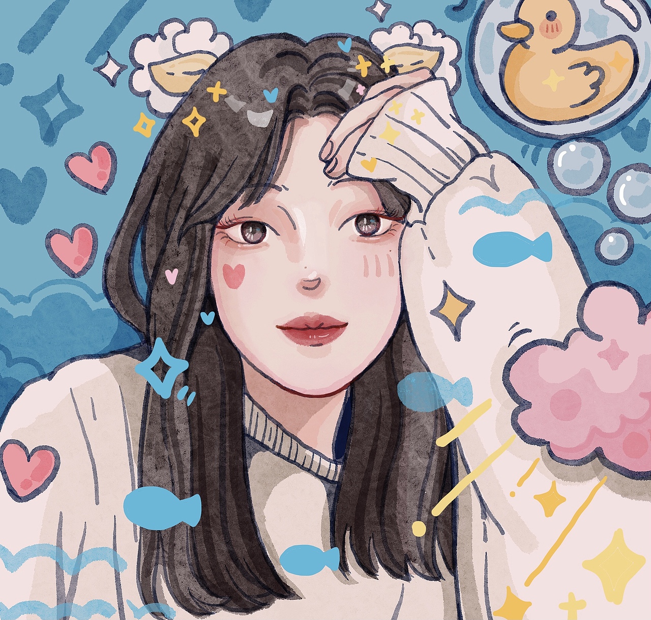 可爱少女Q版风格手绘