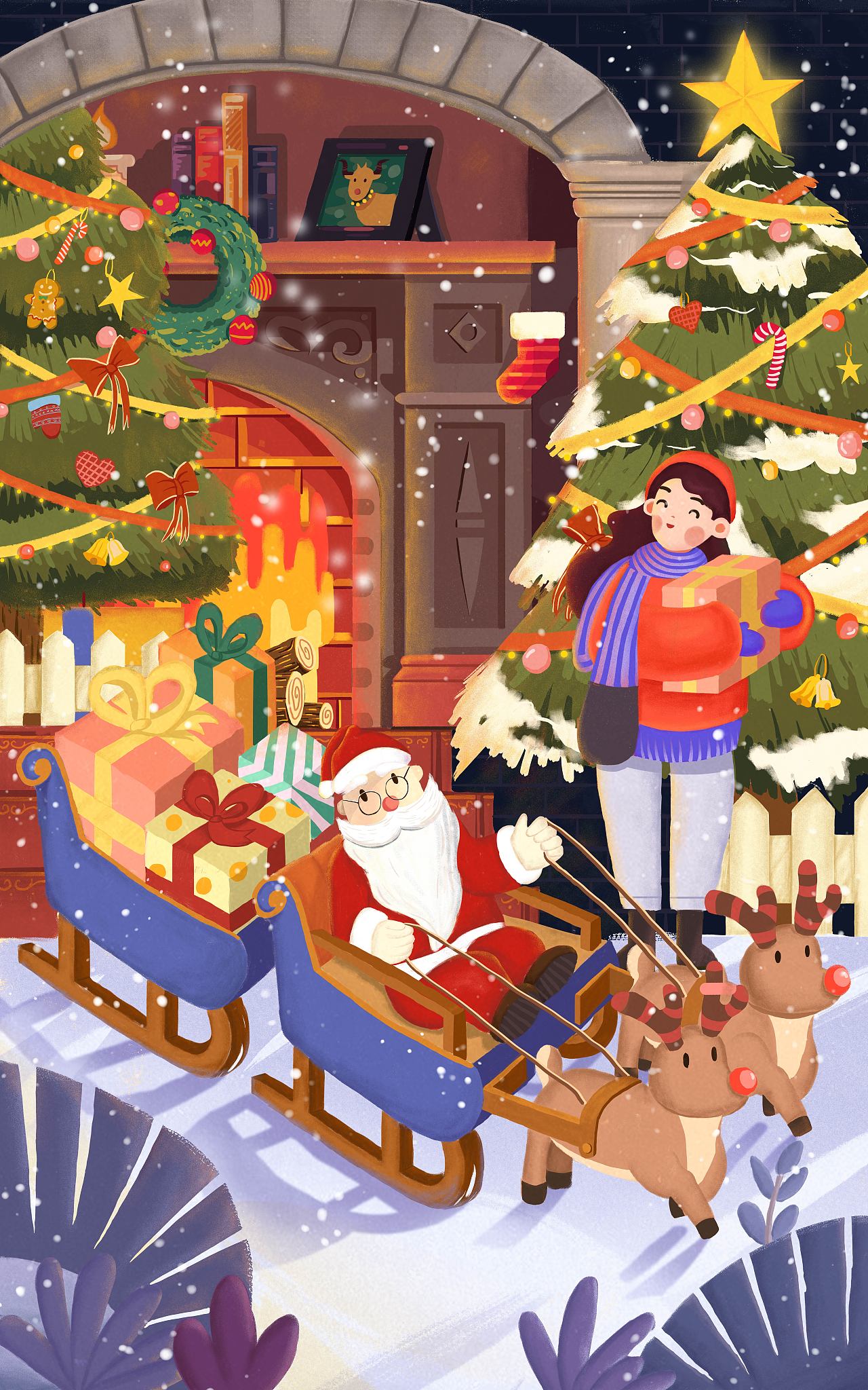 圣誕插畫（圖ZMTUwMDQ0OTc2） - 商業(yè)插畫 - 站酷設(shè)計(jì)師KunTsui原創(chuàng)素材 - 站酷ZCOOL