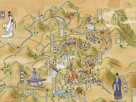 一组主题旅游手绘地图、智慧地图绘制版创作景区地图