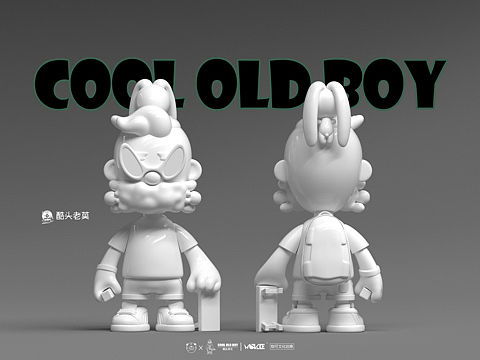 COOL OLD BOY酷头系列潮玩大娃 白模图透