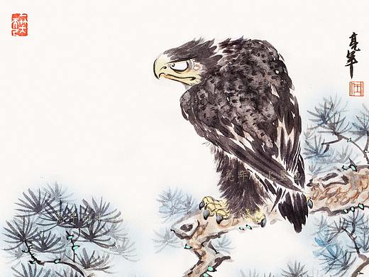 搞笑水墨系列之——《松鹰图》