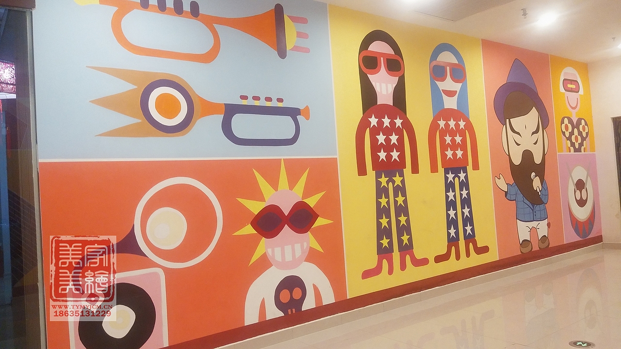 太原网红墙彩绘墙绘,通道美化彩绘,商场美陈彩绘墙绘