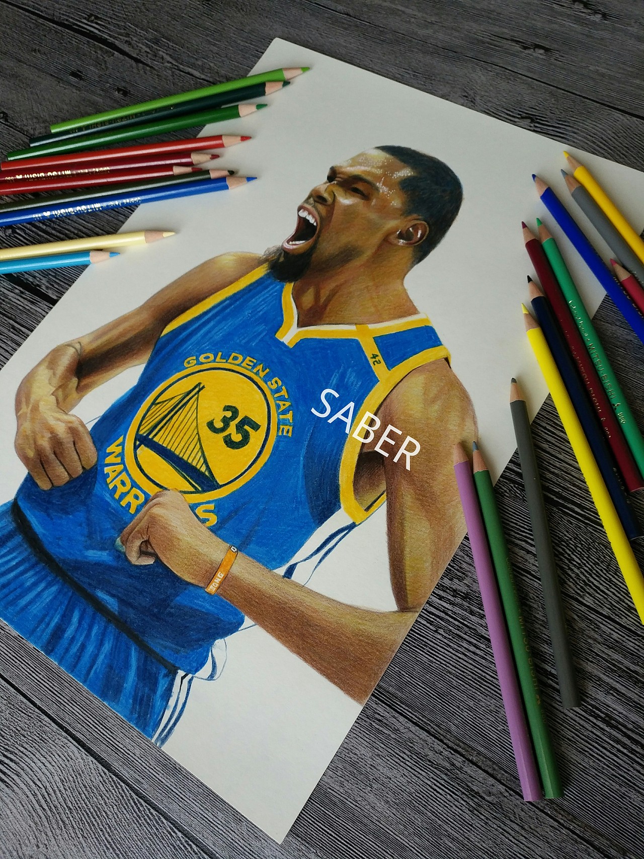 篮球明星彩铅手绘