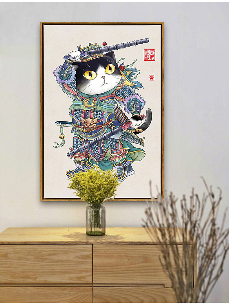 风俗年画之猫咪门神(警长尉迟敬喵和橘喵叔宝)