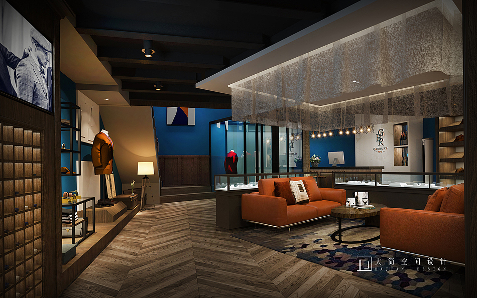 【等候更衣区】精致落地穿衣镜，柔软的羊毛地毯加上恰到好处的灯光效果让试衣变成一种视觉盛宴。