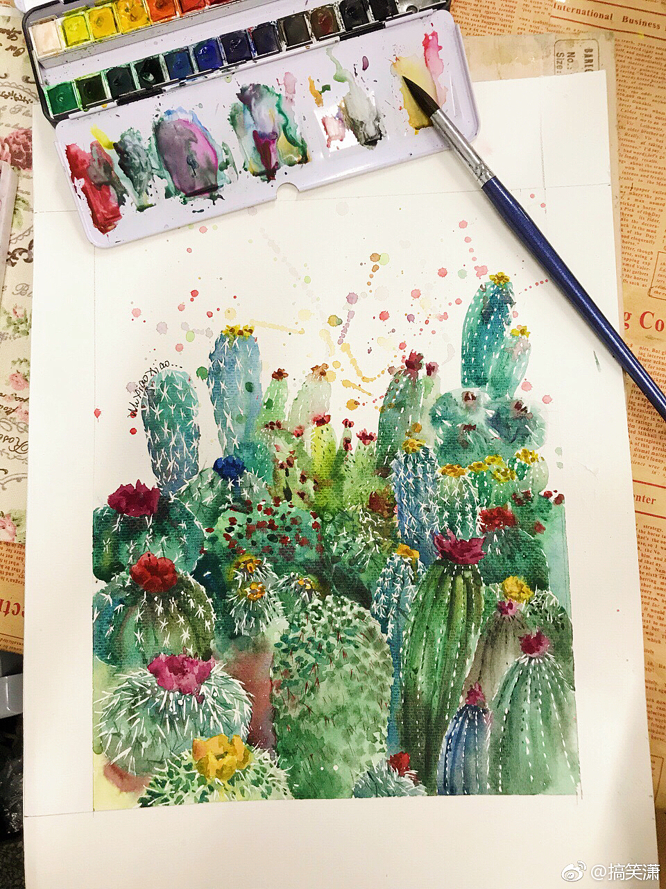 水彩 仙人掌:cactus:（图ZMTIwNTM5OTE2） - 绘画 - 站酷设计师搞笑潇原创素材 - 站酷ZCOOL