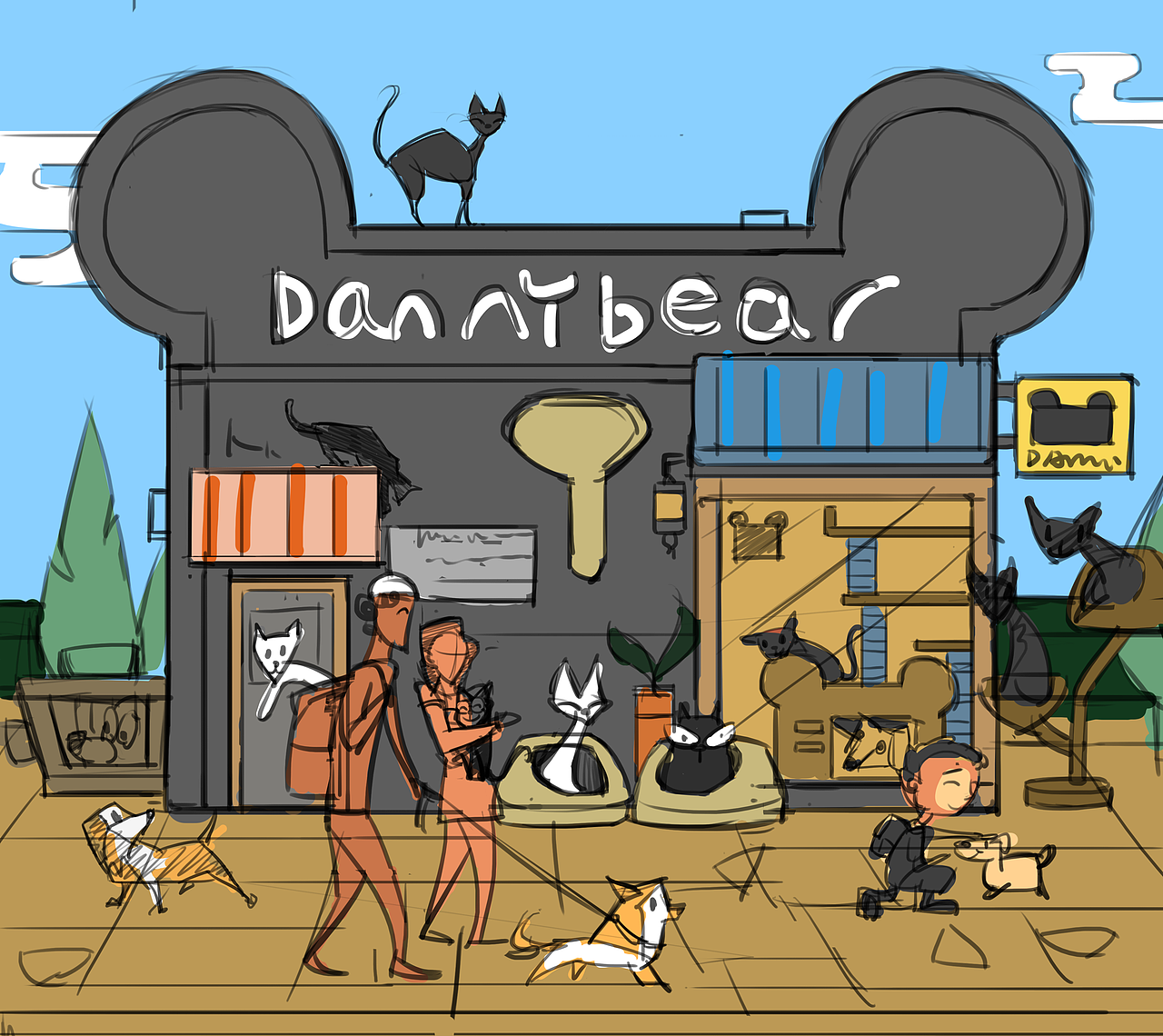 宠物用品店铺插画（图ZMzY3NjQ0NDg0） - 商业插画 - 站酷设计师年轻时候的三日原创素材 - 站酷ZCOOL