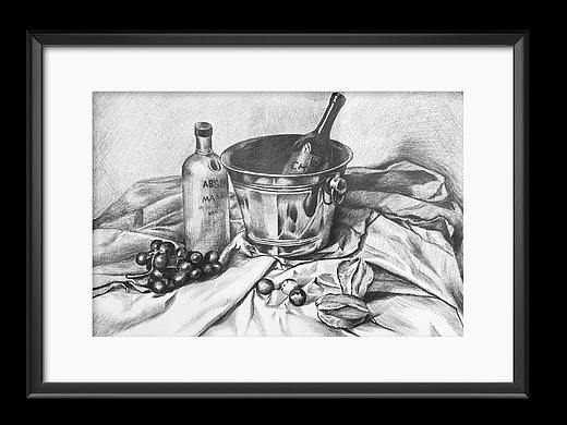 冰桶，練習(xí)對(duì)金屬和玻璃材質(zhì)的表現(xiàn)。（個(gè)人主頁-ZMzk4Mjg1NDA=） - 繪畫 - 站酷設(shè)計(jì)師昱臻設(shè)計(jì)原創(chuàng)素材 - 站酷ZCOOL