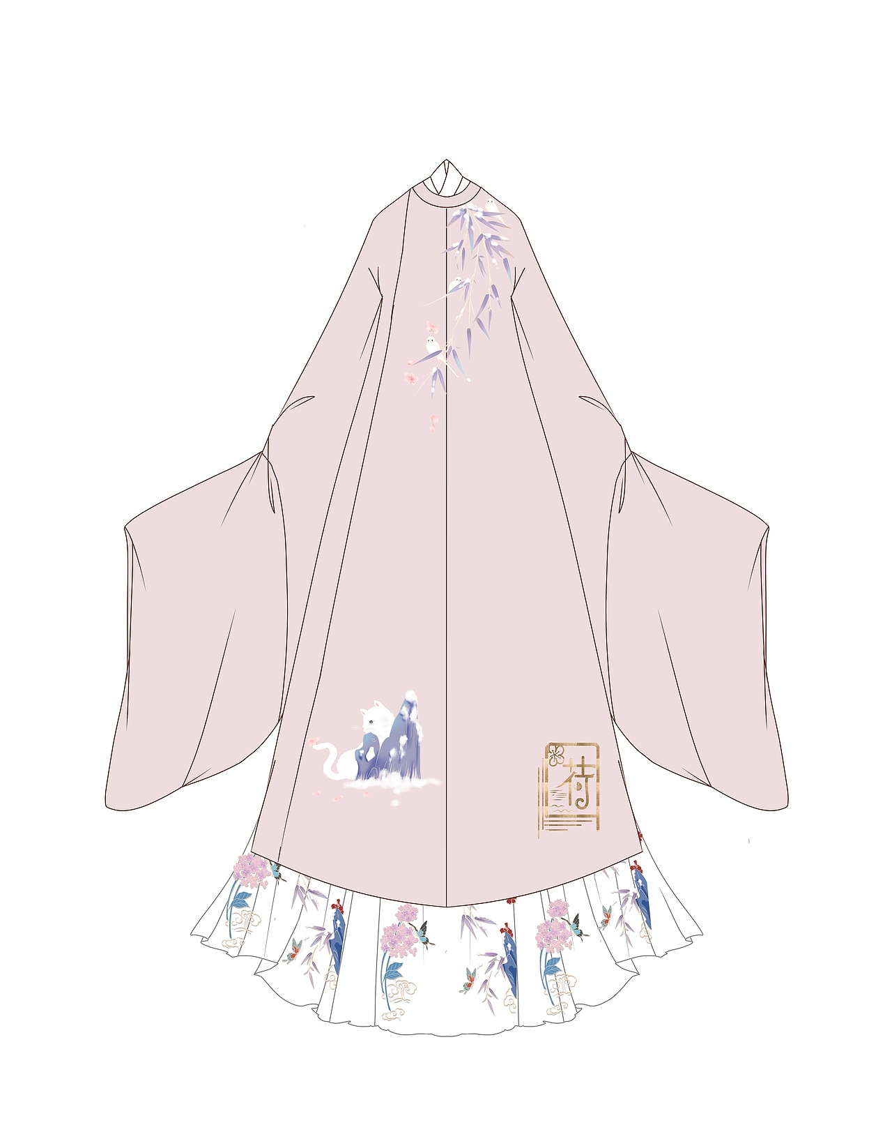 汉服设计,雪景喵喵鸟鸟