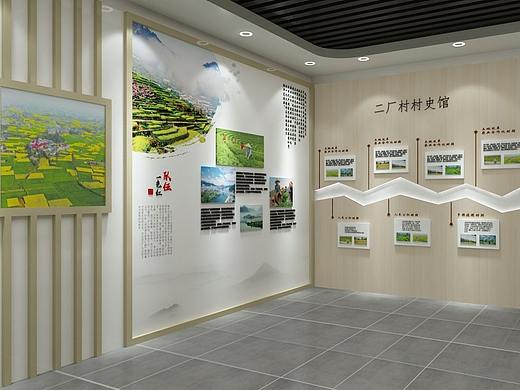村史馆文化历史展示展厅设计3D效果图