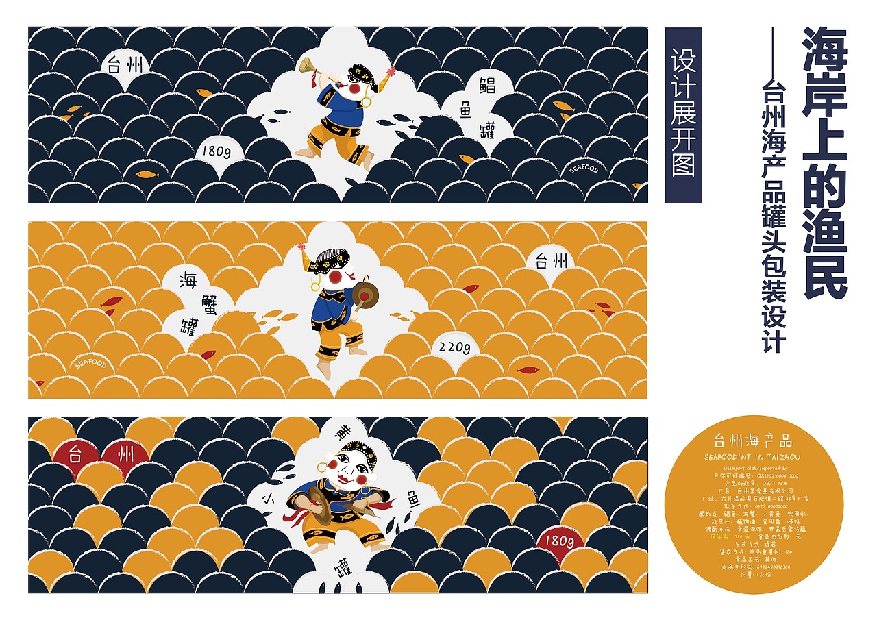 海岸上的漁民——臺(tái)州海產(chǎn)品罐頭包裝設(shè)計(jì)（圖ZNTkwNjE3ODQ=） - 商業(yè)插畫 - 站酷設(shè)計(jì)師桃子lty原創(chuàng)素材 - 站酷ZCOOL