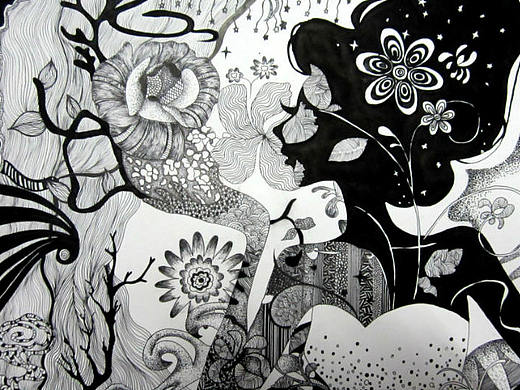 插画黑白点线面构成