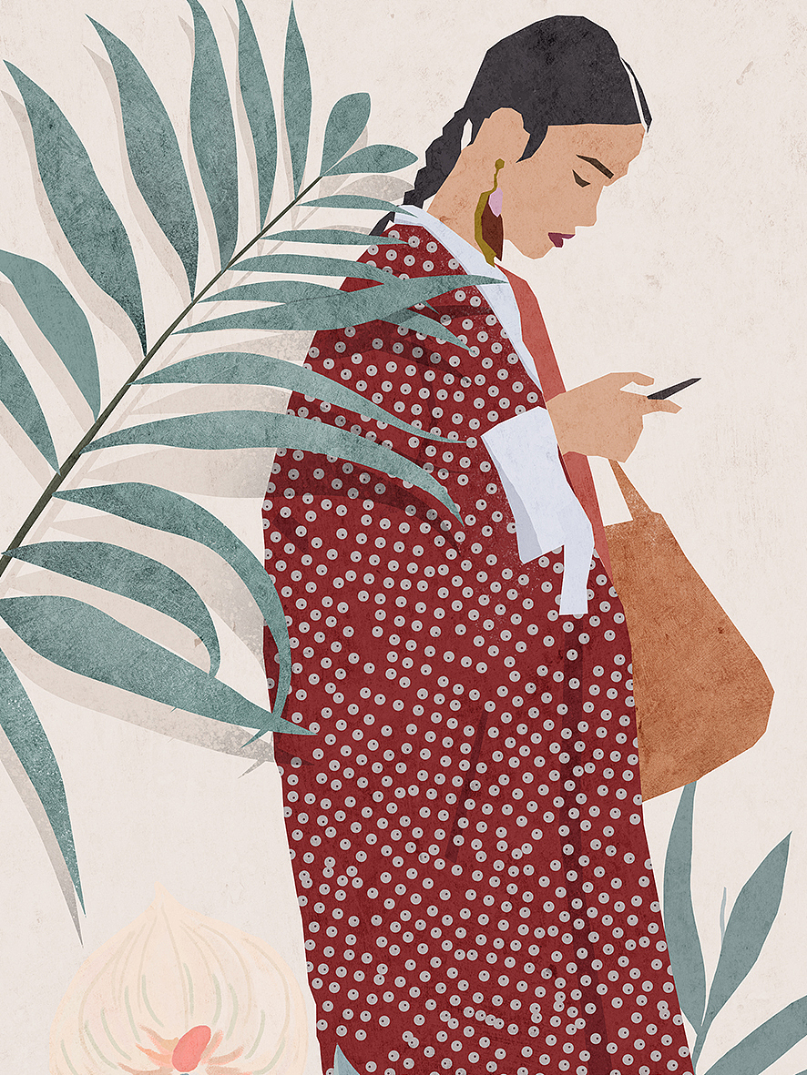 《輕倚歲月》（圖ZMjUzNjMyOTQ0） - 商業(yè)插畫 - 站酷設(shè)計師深圳畫先生原創(chuàng)素材 - 站酷ZCOOL