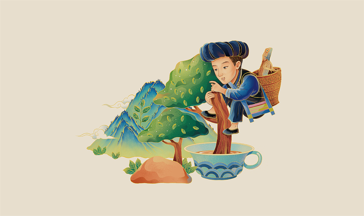 绿色茶园计划系列插画（图ZMjIzMDk1NDAw） - 商业插画 - 站酷设计师荔枝litchii原创素材 - 站酷ZCOOL