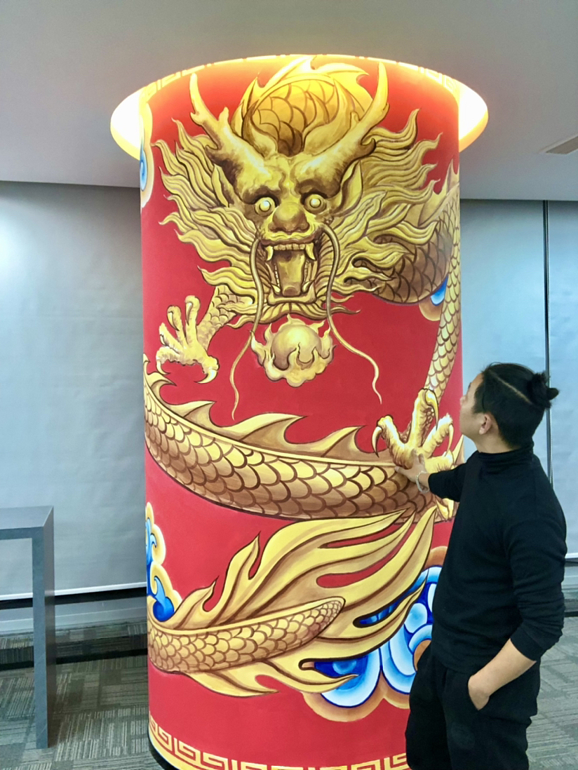 为公司大厅柱子墙绘盘龙是个什么体验（图ZMzI3NzAyMjAw） - 其他手工艺 - 站酷设计师马良艺术原创素材 - 站酷ZCOOL