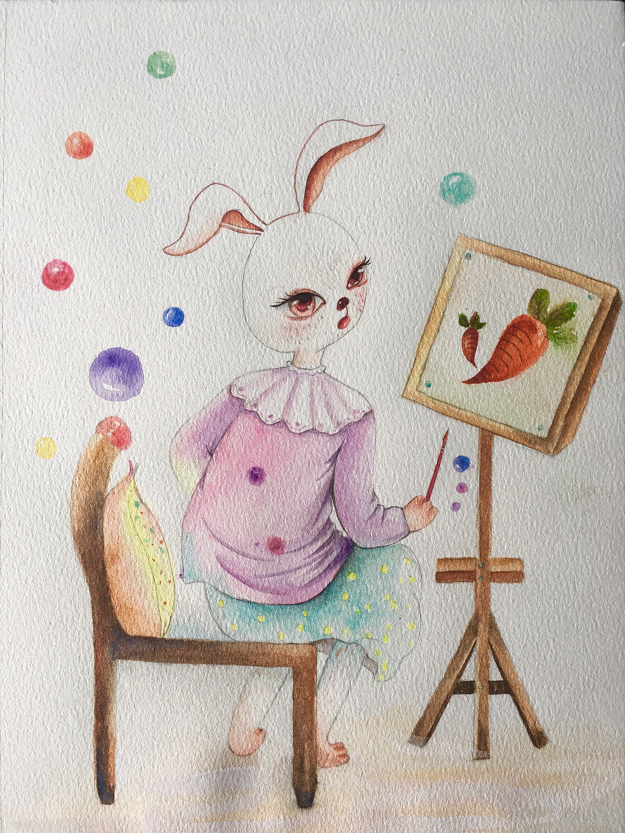 正在画画的小兔