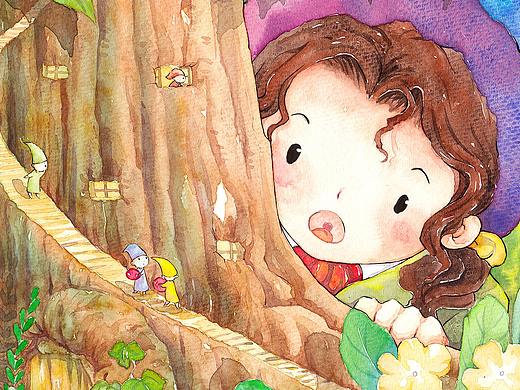 水彩插画绘本系列-小女孩