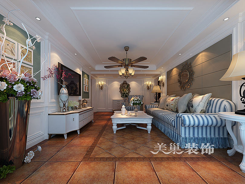 清水苑21万打造160平美式风，仿古砖和地毯的浓厚（图ZOTM4NTIwODQ=） - 家装设计 - 站酷设计师装修小达人原创素材 - 站酷ZCOOL