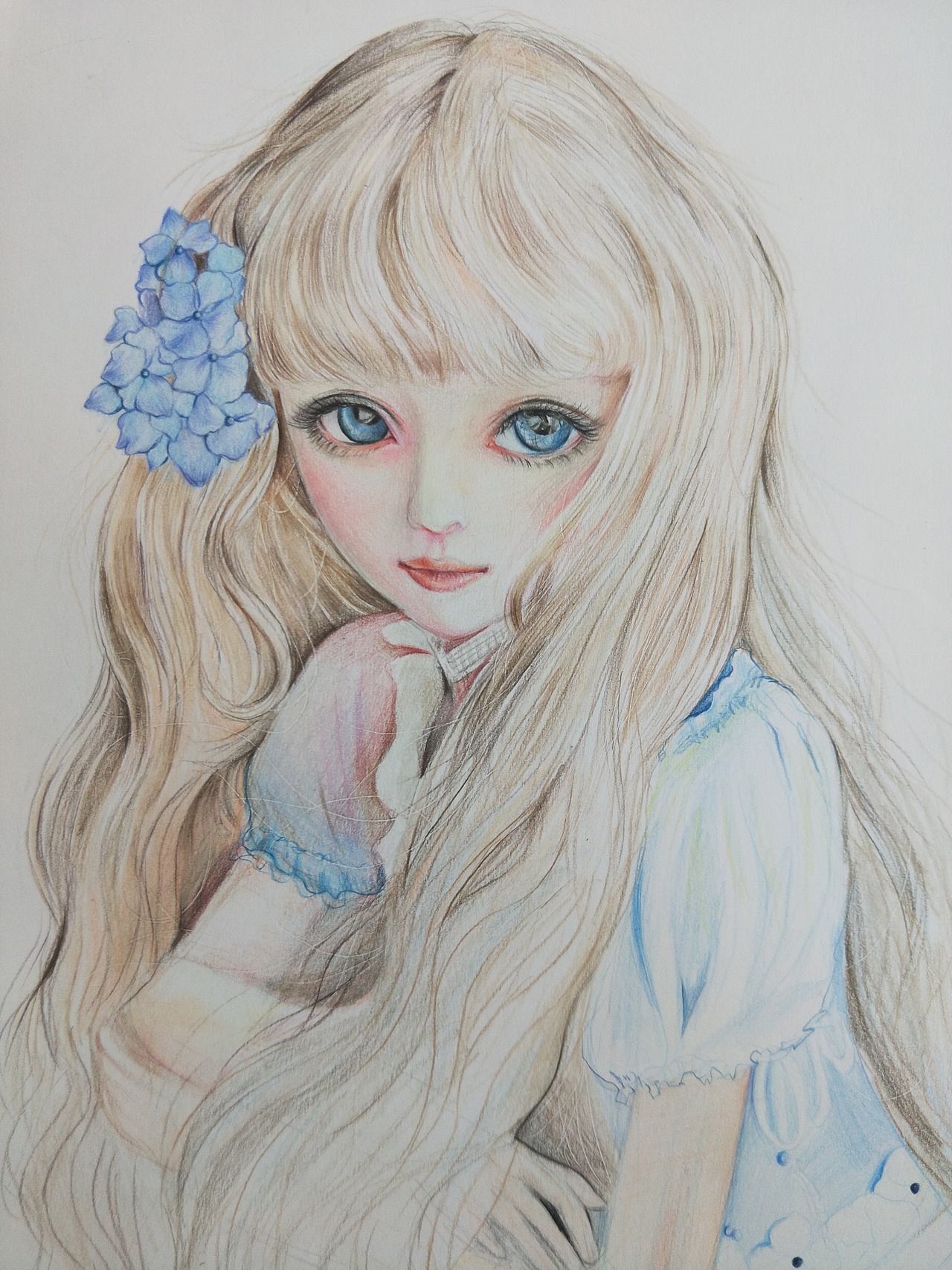 彩铅手绘人偶。