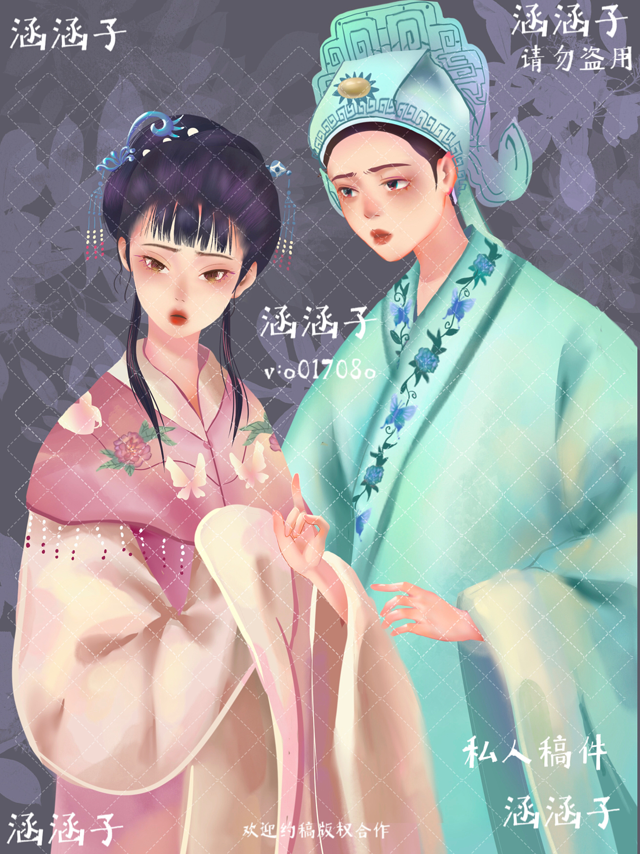 梁山伯与祝英台越剧原创古风插画（图ZMzA5OTAyMjQ0） - 新锐潮流插画 - 站酷设计师涵涵子（接稿）原创素材 - 站酷ZCOOL