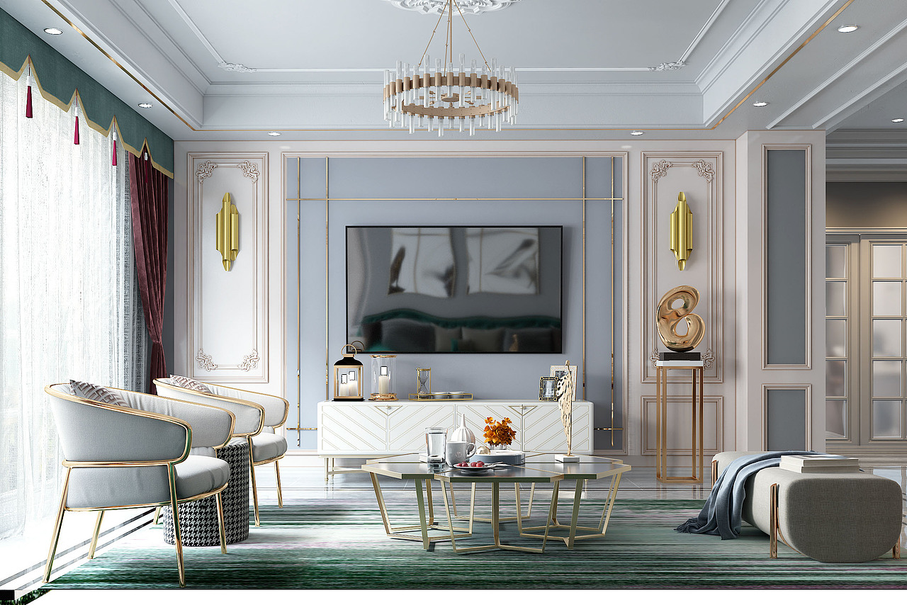 美式轻奢-低调奢华（图ZMTgwNDM5MTU2） - 家装设计 - 站酷设计师室内设计盈盈原创素材 - 站酷ZCOOL