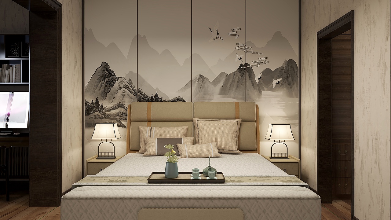酷家乐搭建入室场景-新中式(主卧篇)