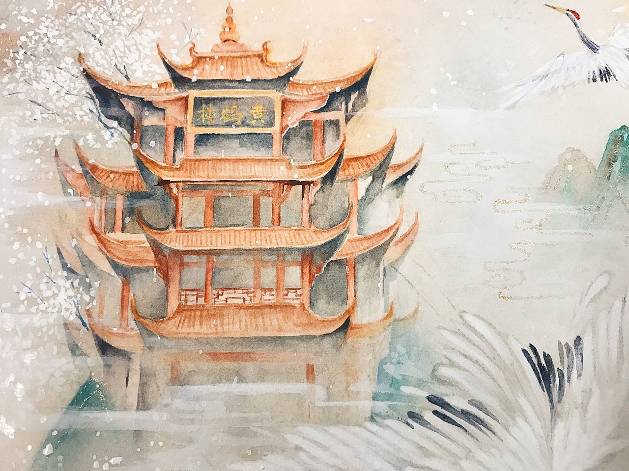 国风水彩|黄鹤楼