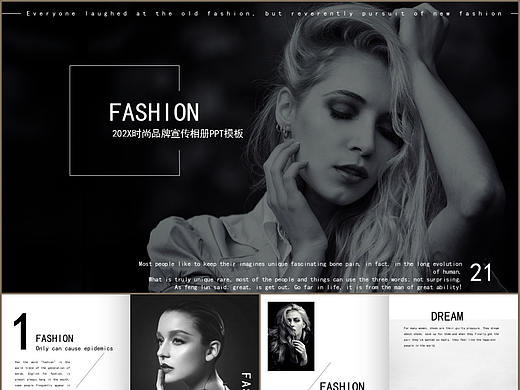 创意黑白杂志风时尚品牌介绍宣传PPT模板