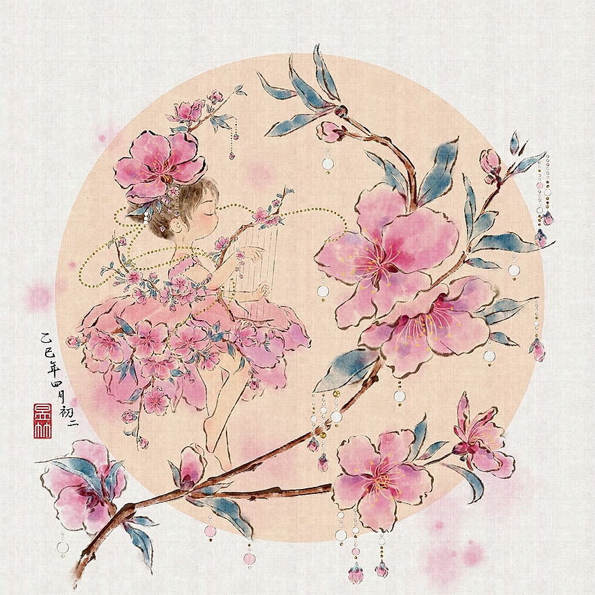 十二花神半合集:菊花、桂花、芙蓉花、桃花、荷花鸢尾