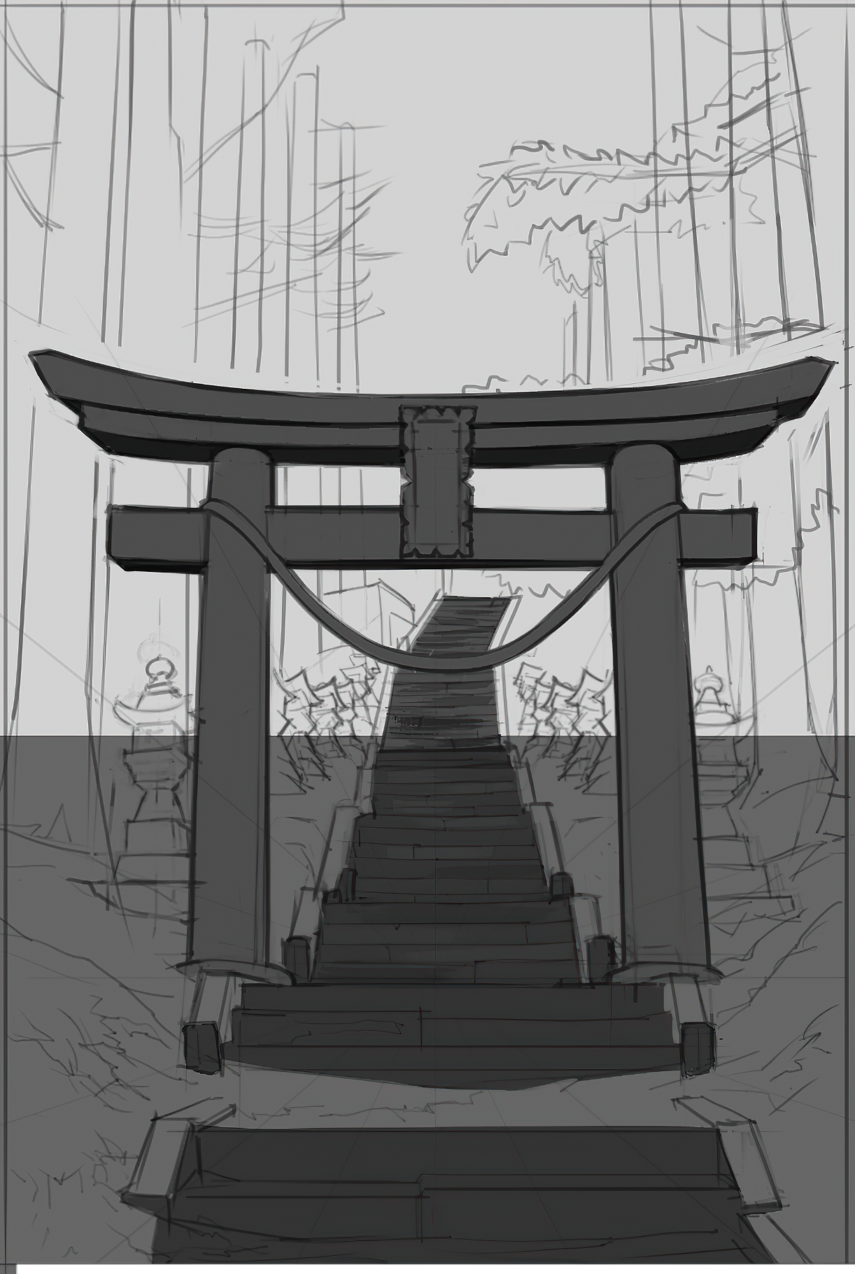 风景照手绘临摹 | 日本鸟居