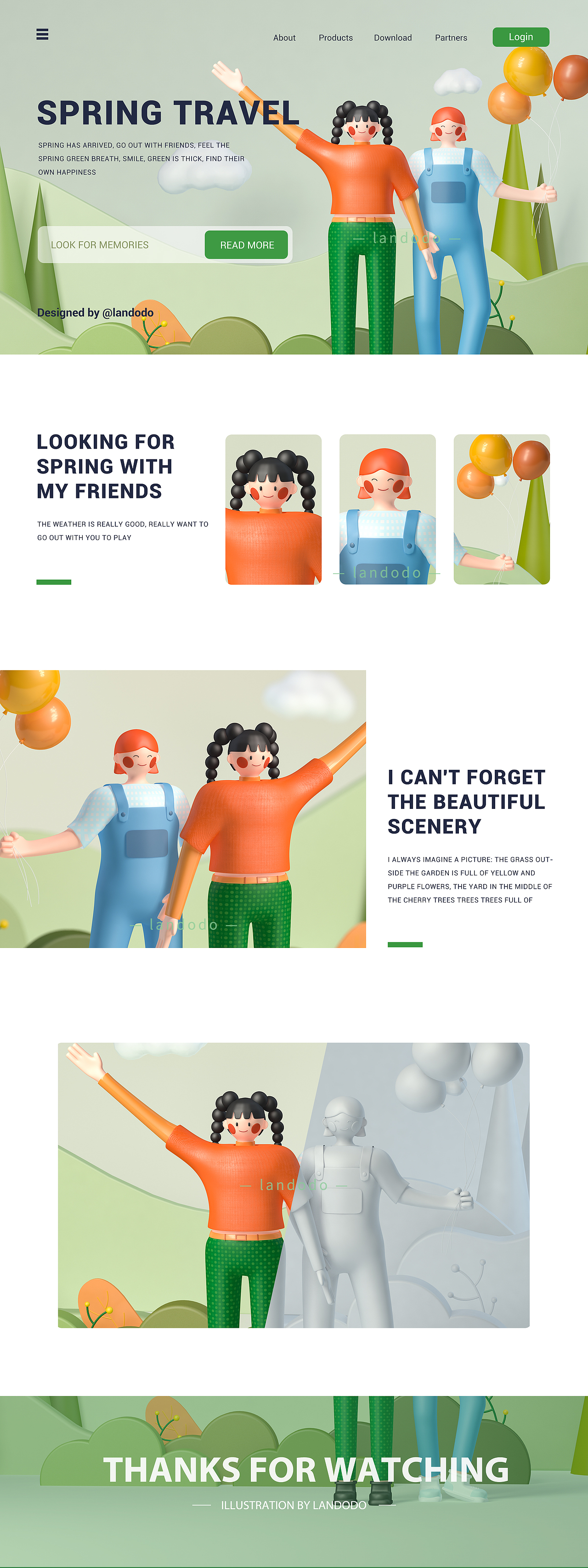 春日之行-C4D场景插画