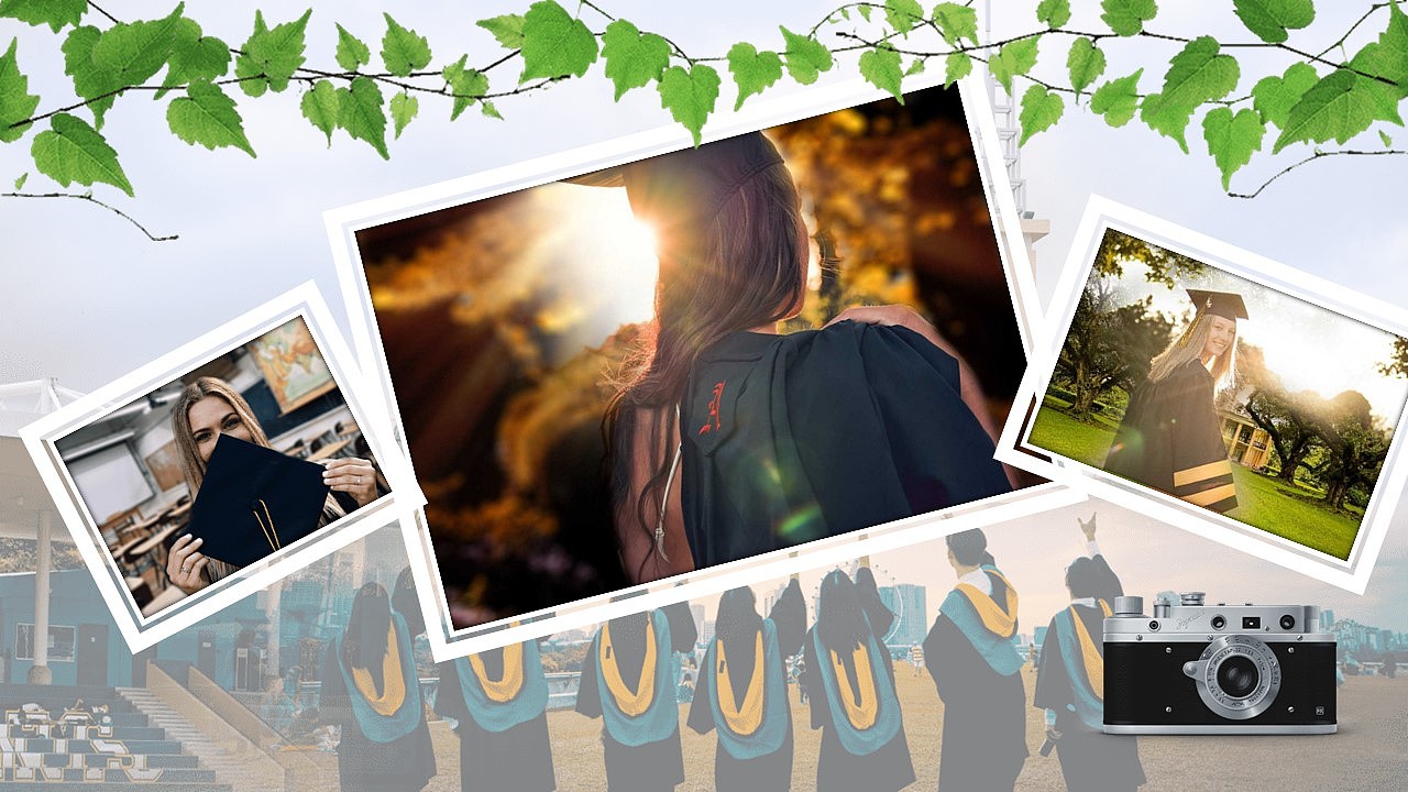 清新文艺风我们毕业了再见母校纪念册ppt模板