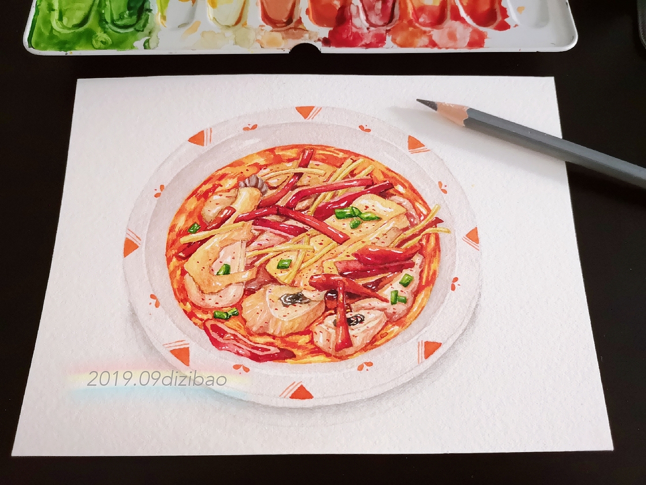 手绘美食,国宴东安鸡