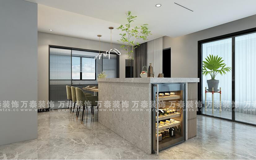 餐厅顺空间方向放置，需要考虑相互之间的尺寸比例，餐椅拉开后，不要损坏墙壁，当有人时，后方是否可以留有余地让人顺利通过……