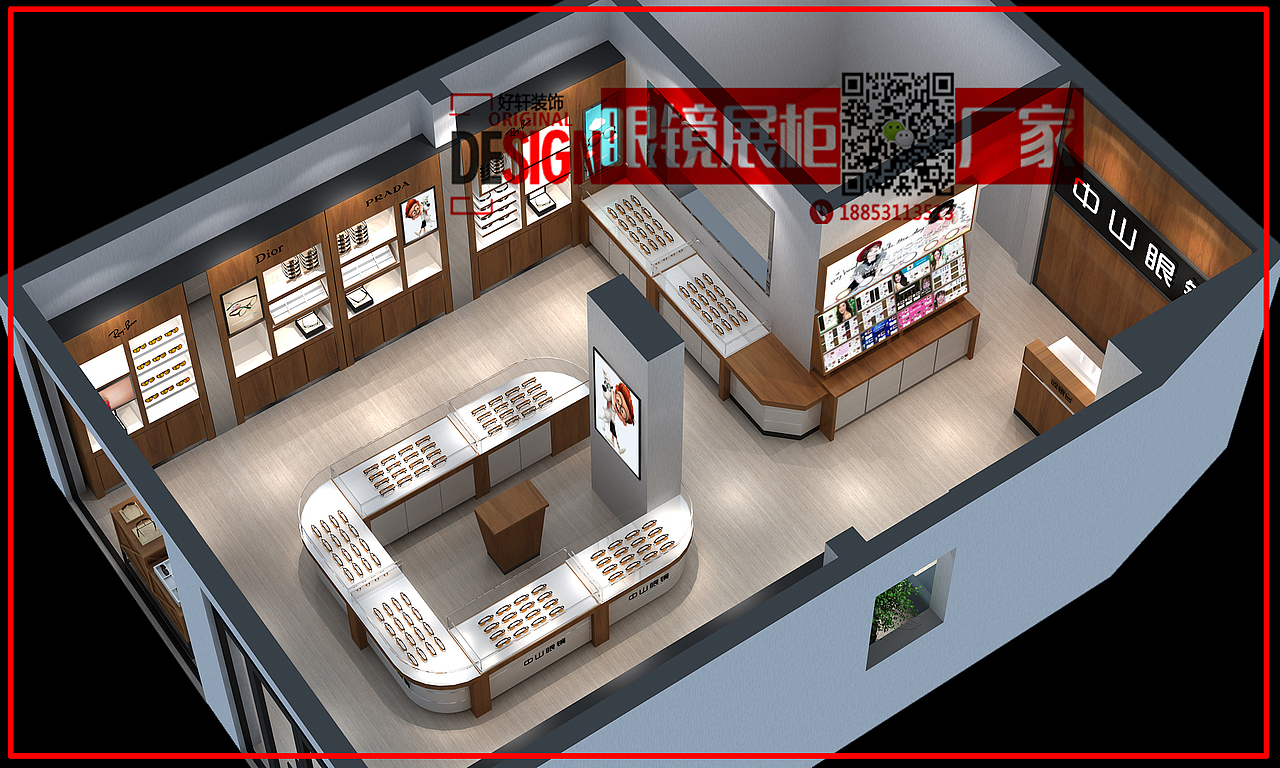 60平眼镜店装修方案、小型眼镜店设计图纸