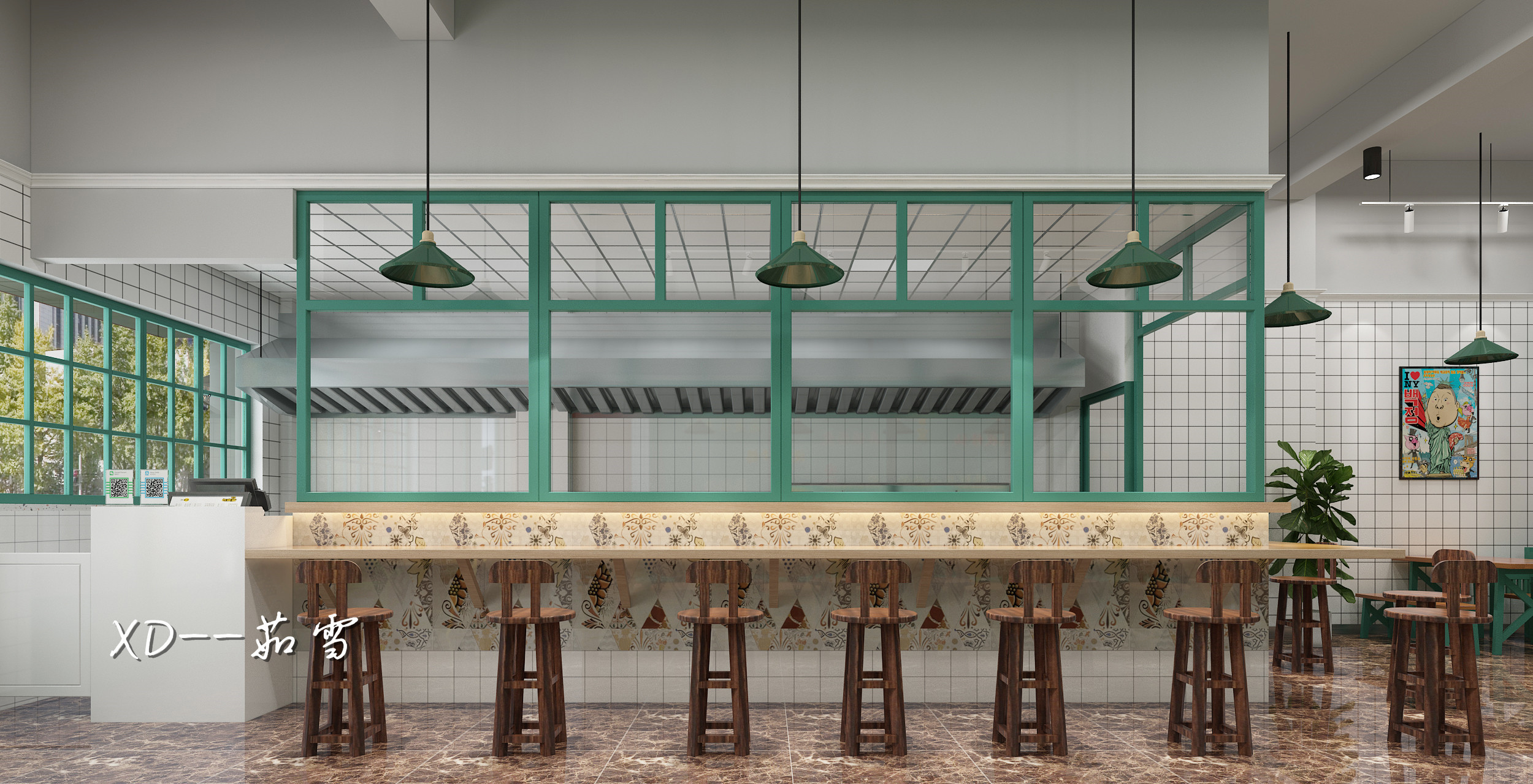 复古风烧烤小吃店