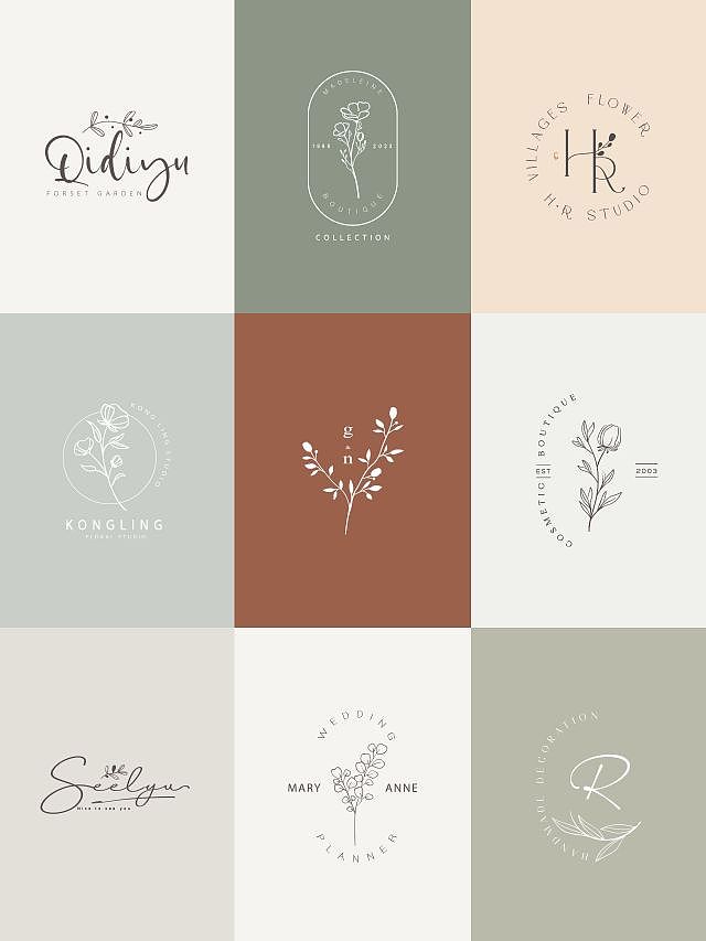 花店logo设计合集 ins风文艺小清新logo设计（图ZMzUyODgwOTQ0） - Logo - 站酷设计师五彩斑斓的黑妞原创素材 - 站酷ZCOOL