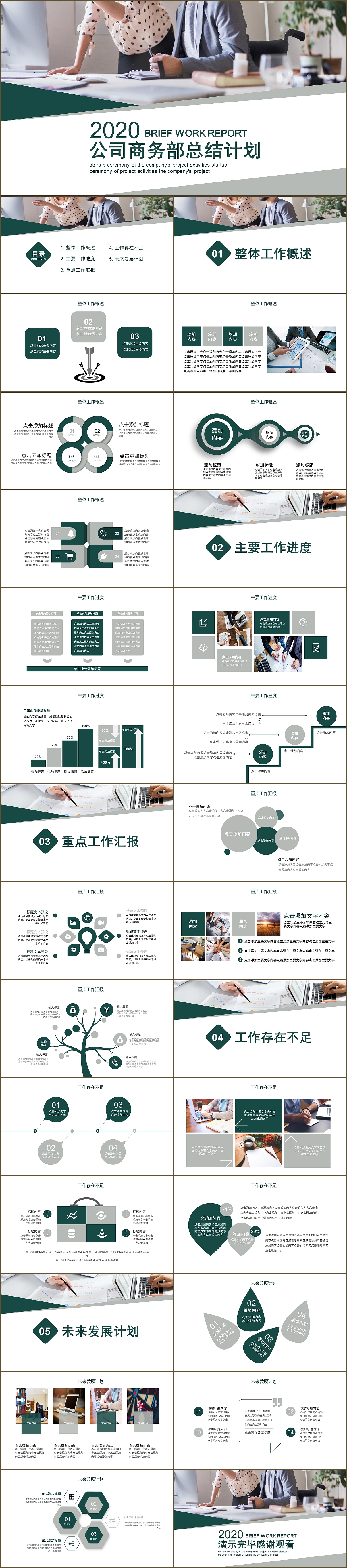 时尚商务风公司企业部门年终工作计划总结汇报PPT模板