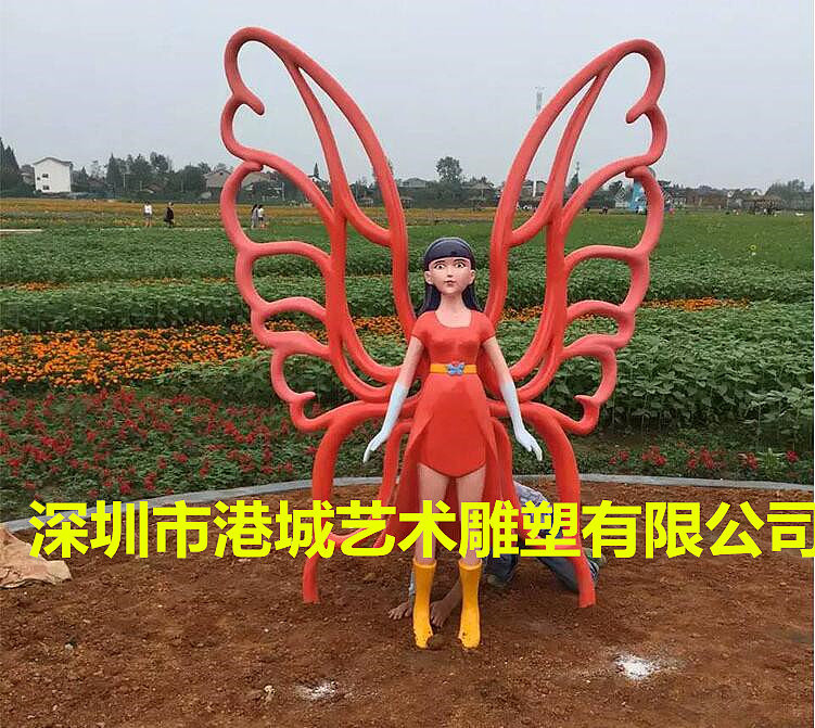 玻璃钢蝴蝶仙子花仙子雕塑花园商场广场景观美陈摆件