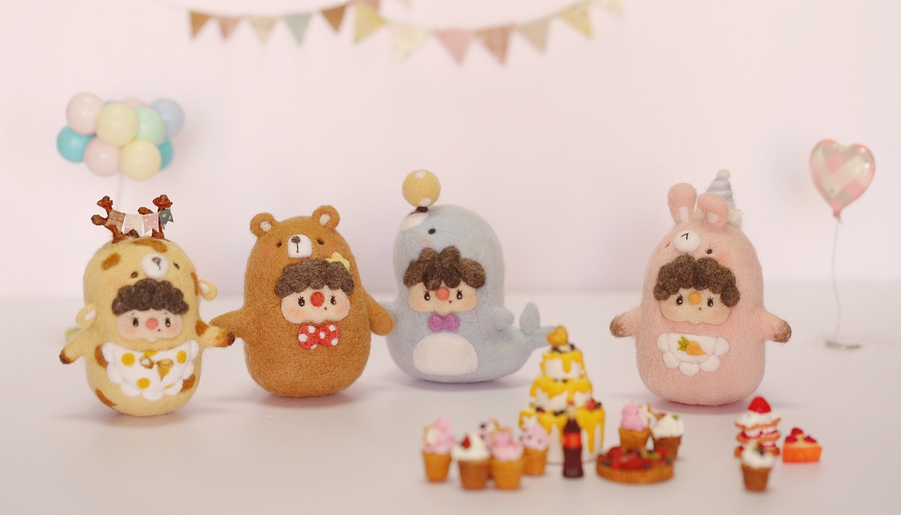 羊毛氈手作 森林里的蛋糕聚會(huì)（圖ZMjI1MzU0MDY0） - 其他手工藝 - 站酷設(shè)計(jì)師老兔子moyototo原創(chuàng)素材 - 站酷ZCOOL