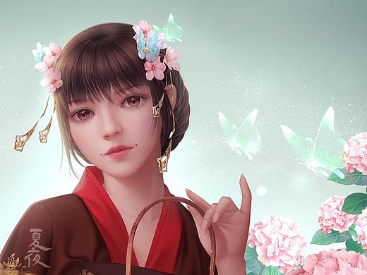 花丛中的少女