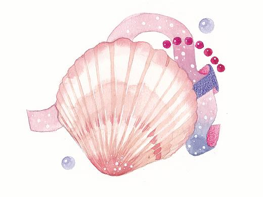 手绘水彩海洋小物系列