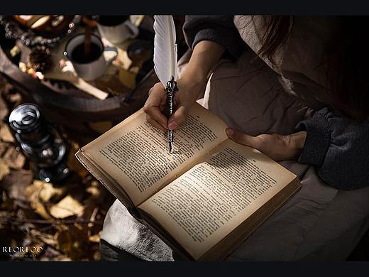 秋天 枫叶 北欧 欧洲风 羽毛笔 书