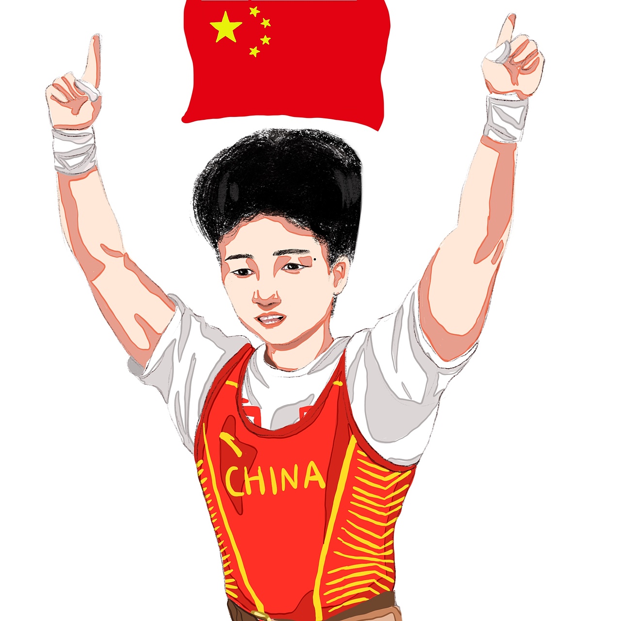 2021东京奥运会!中国队加油🇨🇳|插画|创作习作|奶茶你好_原创作